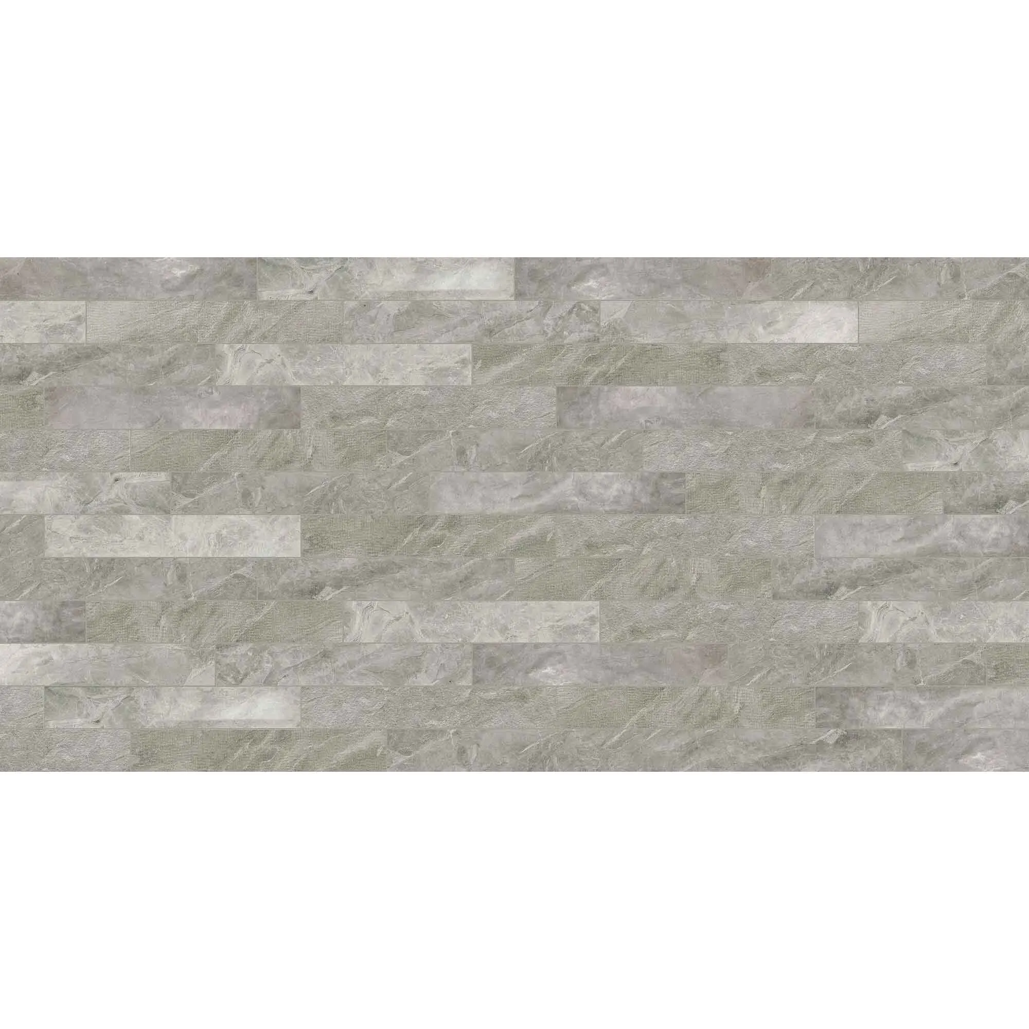 Marble Experience Orobico Grey Listello Mix Porcelain Tile Set 20x120cm