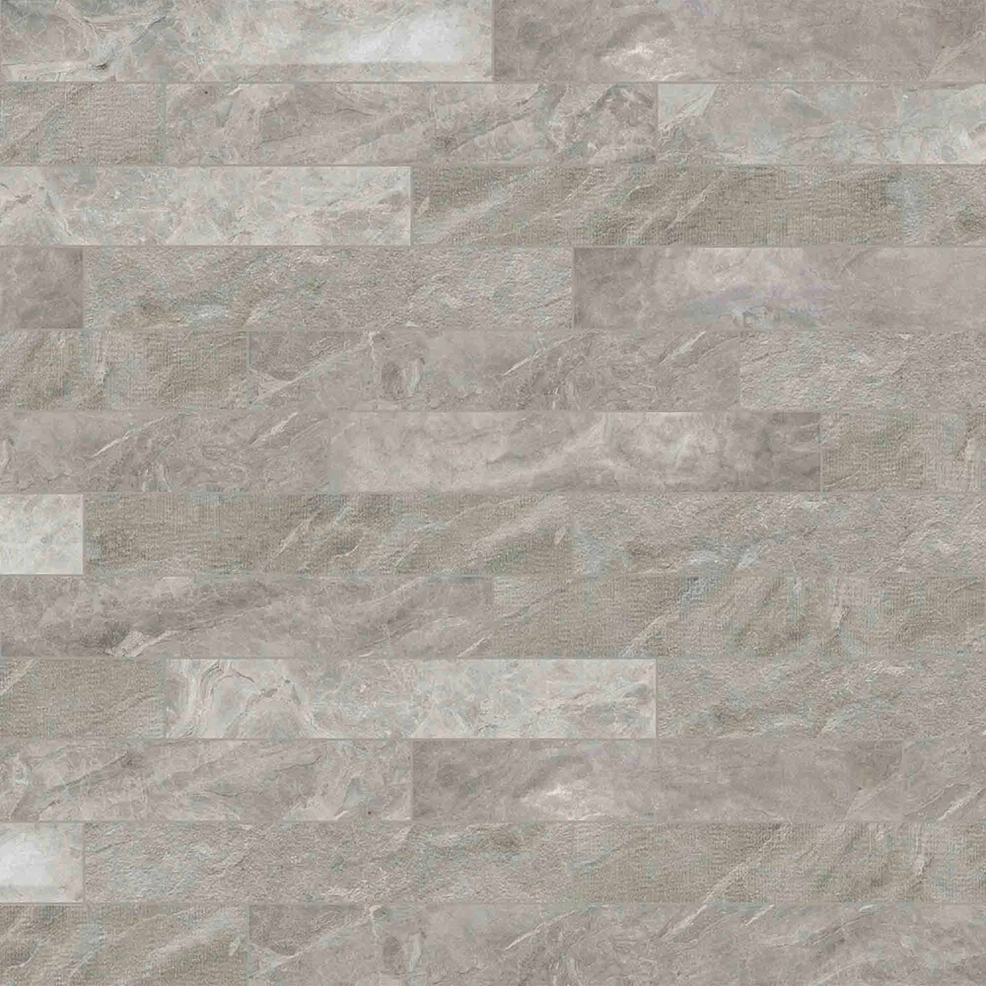 Marble Experience Orobico Grey Listello Mix Porcelain Tile Set 20x120cm