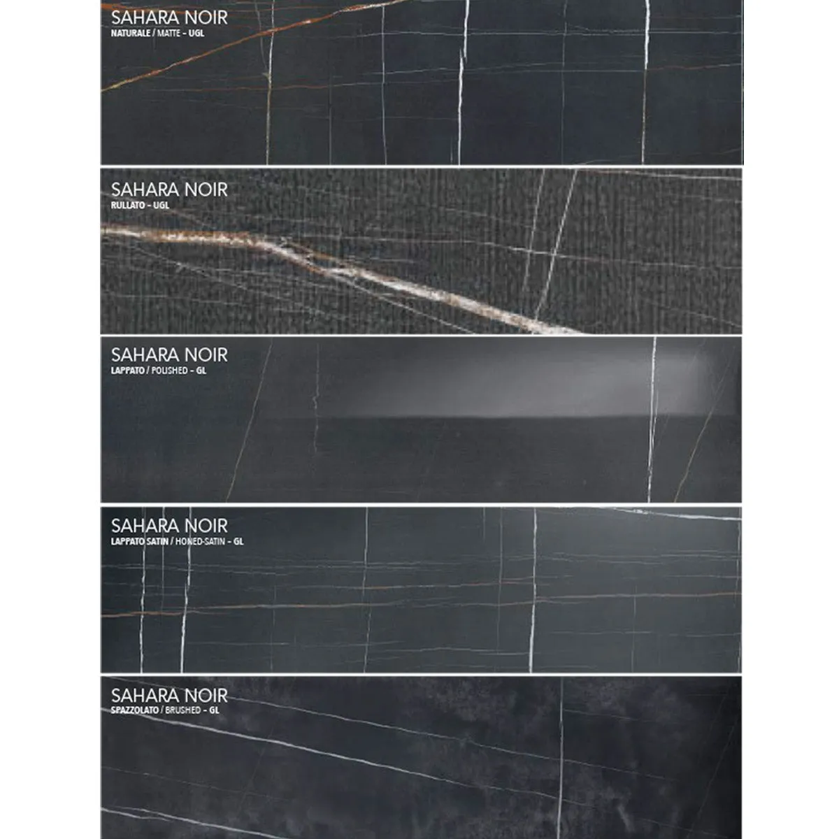 Marble Experience Sahara Noir Listello Mix Porcelain Tile Set 20x120cm