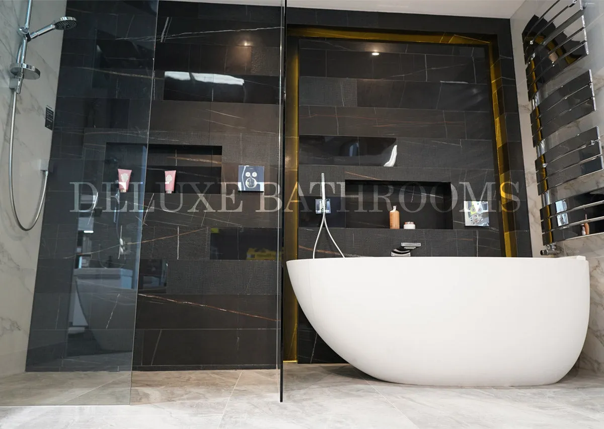 Marble Experience Sahara Noir Listello Mix Porcelain Tile Set 20x120cm