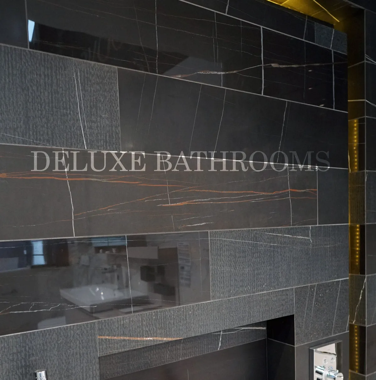 Marble Experience Sahara Noir Listello Mix Porcelain Tile Set 20x120cm