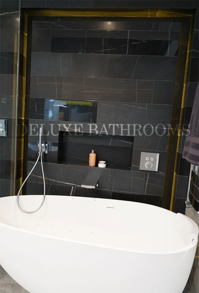 Marble Experience Sahara Noir Listello Mix Porcelain Tile Set 20x120cm