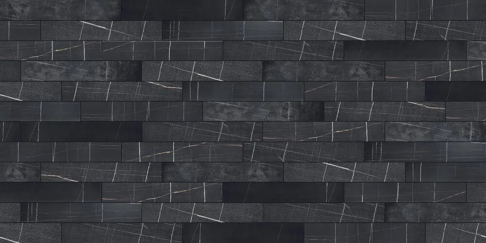 Marble Experience Sahara Noir Listello Mix Porcelain Tile Set 20x120cm
