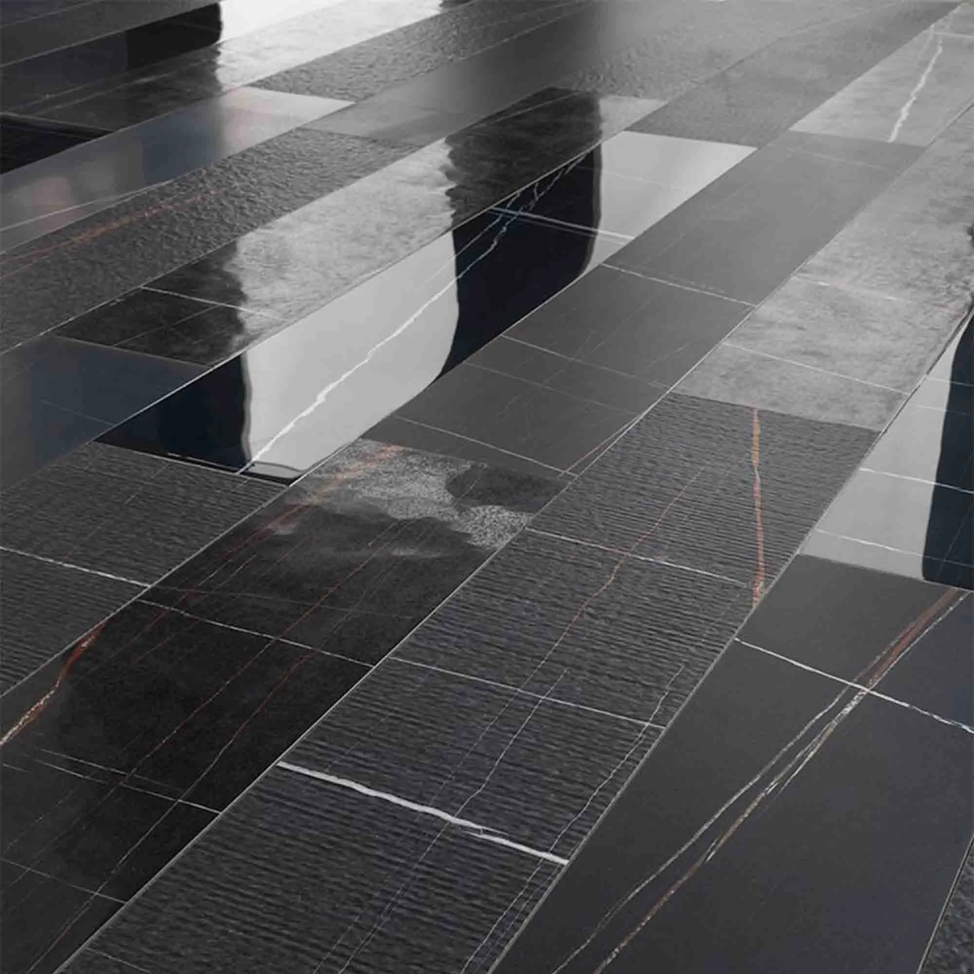 Marble Experience Sahara Noir Listello Mix Porcelain Tile Set 20x120cm