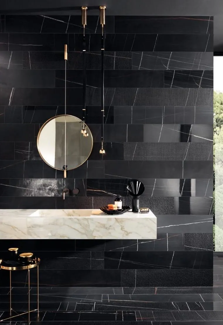 Marble Experience Sahara Noir Listello Mix Porcelain Tile Set 20x120cm