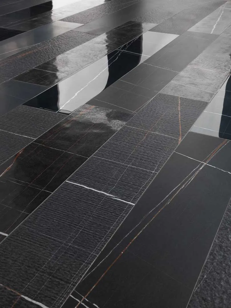 Marble Experience Sahara Noir Listello Mix Porcelain Tile Set 20x120cm