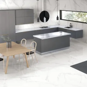Marmi Bianco Supremo Marble Effect Porcelain Tile 60x120cm Gloss