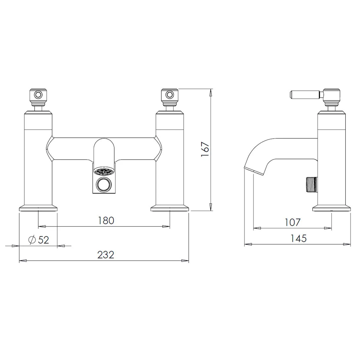 Marston Bath Shower Mixer With Pencil Shower Handset Chrome
