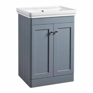 Marston Floorstanding Vanity Unit With Washbasin - Matt Spruce