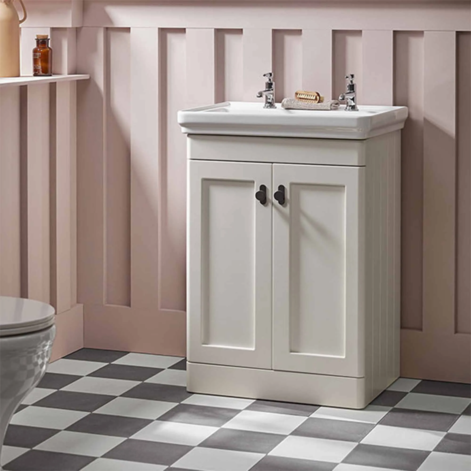 Marston Floorstanding Vanity Unit With Washbasin - Paper White