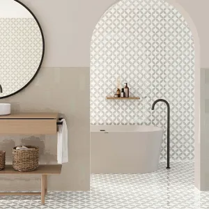 Mayari Taupe Petals 3D Pattern Porcelain Tile 22x22cm Matt