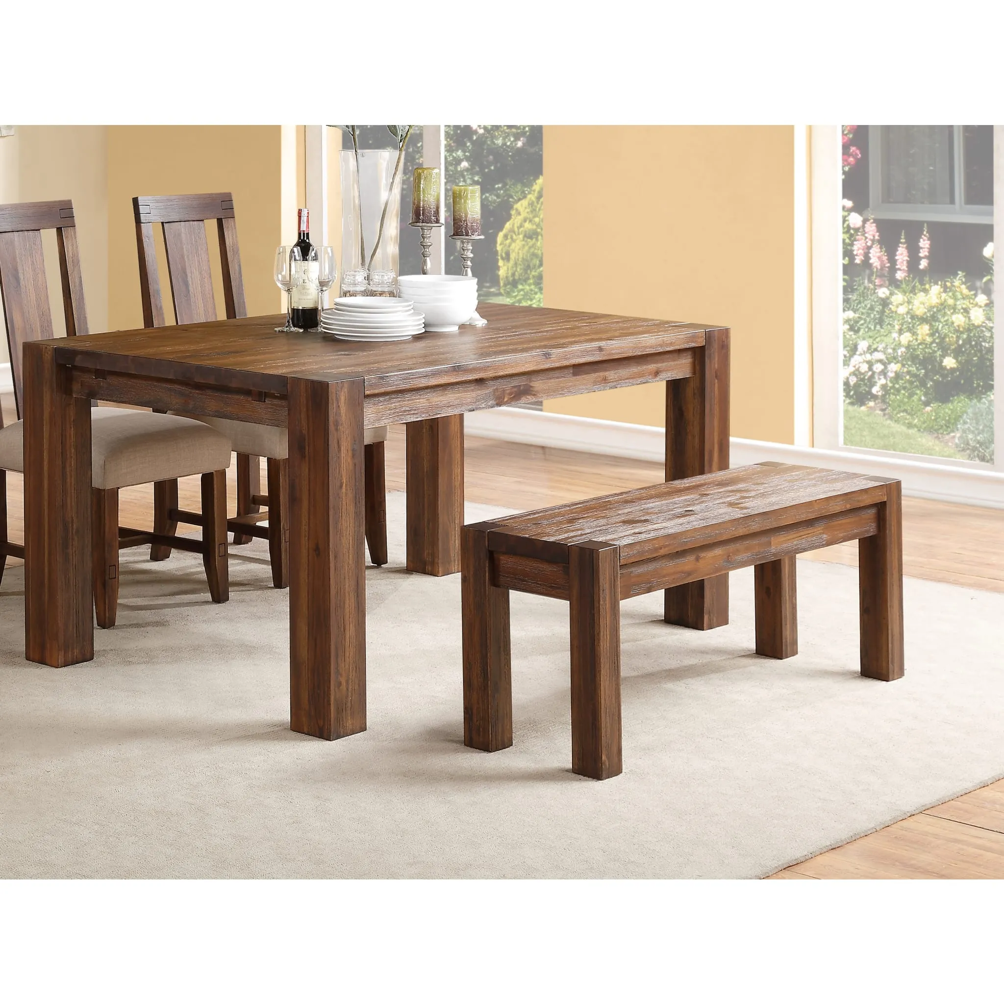 Meadow Solid Wood Bench in Brick Brown Modus