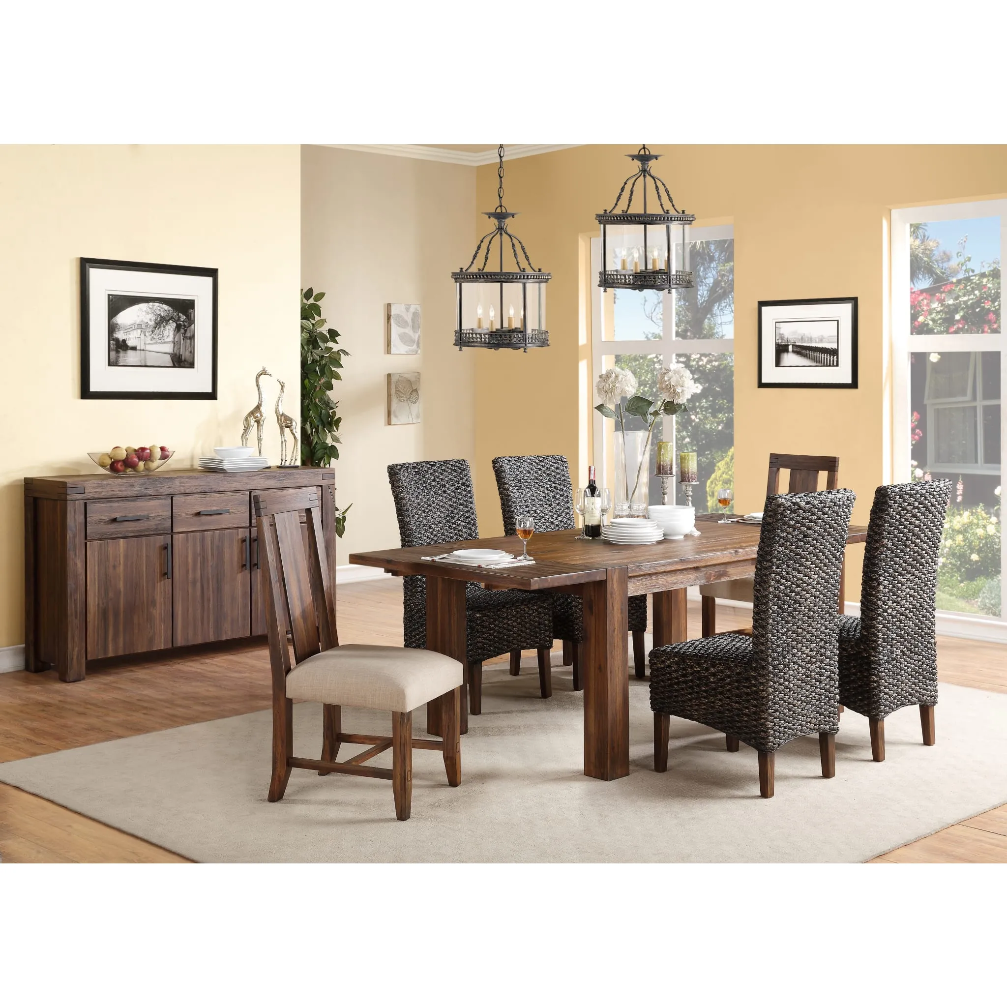Meadow Solid Wood Extending Dining Table in Brick Brown Modus