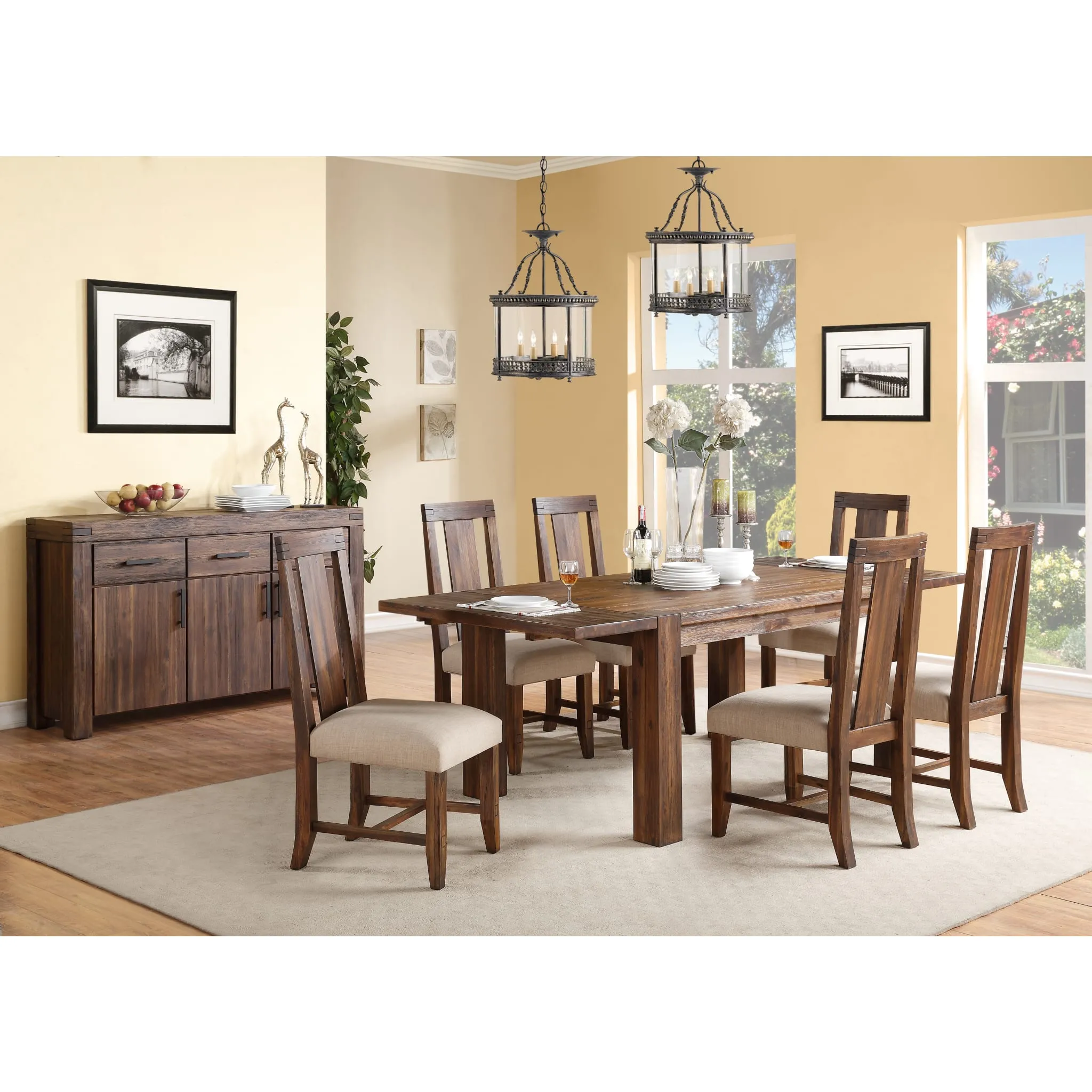Meadow Solid Wood Extending Dining Table in Brick Brown Modus