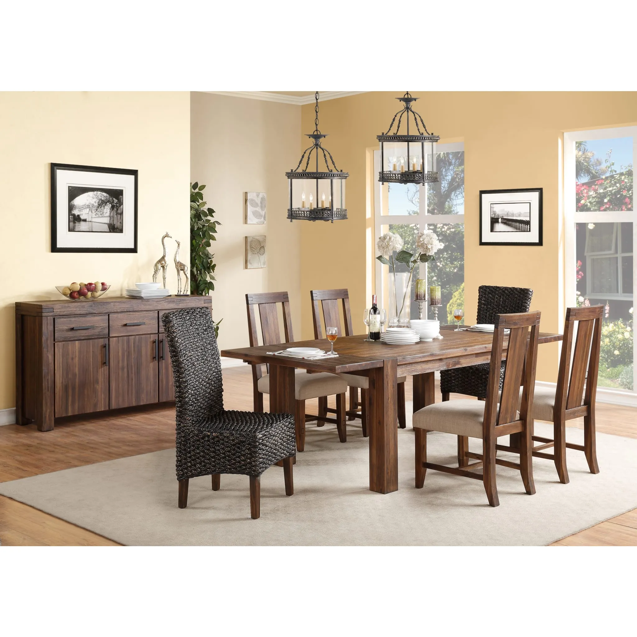 Meadow Solid Wood Extending Dining Table in Brick Brown Modus