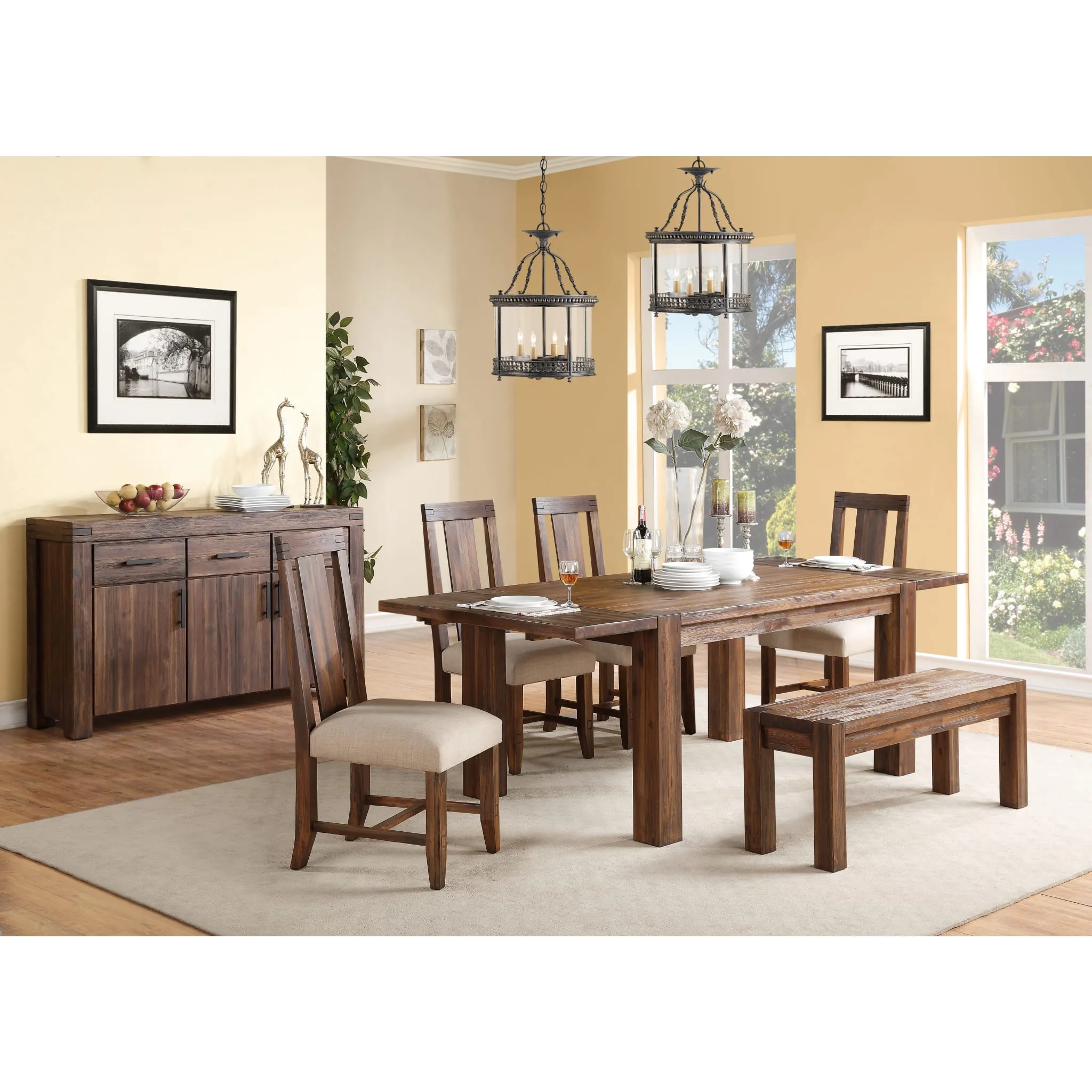 Meadow Solid Wood Extending Dining Table in Brick Brown Modus