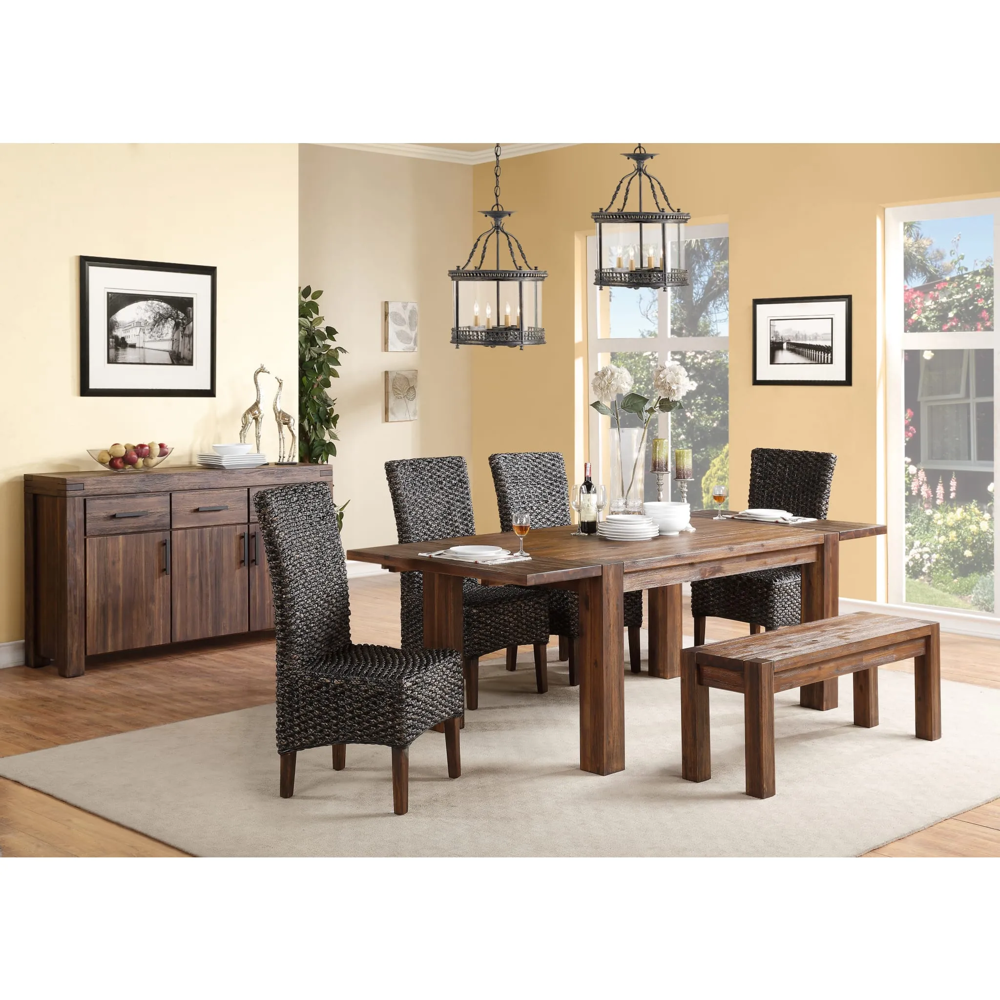 Meadow Solid Wood Extending Dining Table in Brick Brown Modus