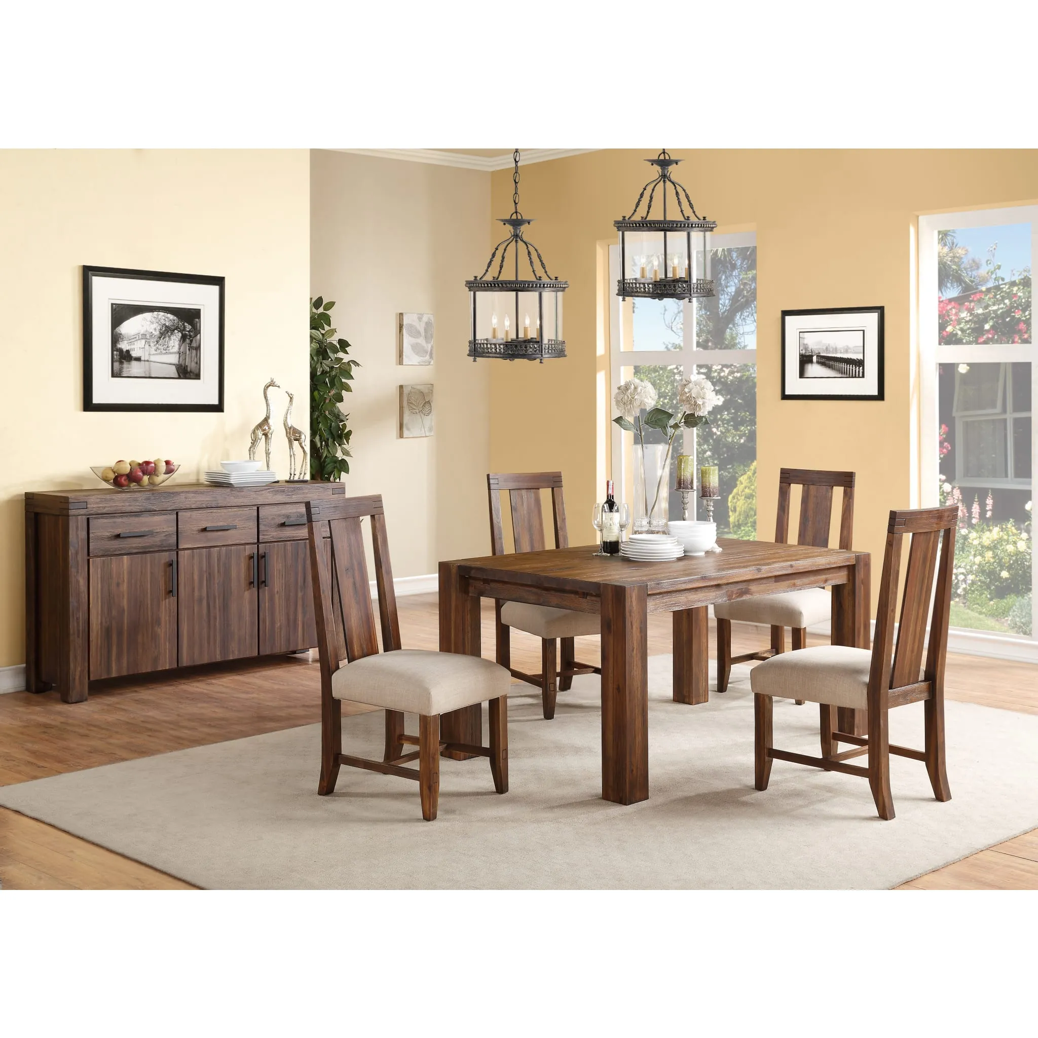 Meadow Solid Wood Extending Dining Table in Brick Brown Modus