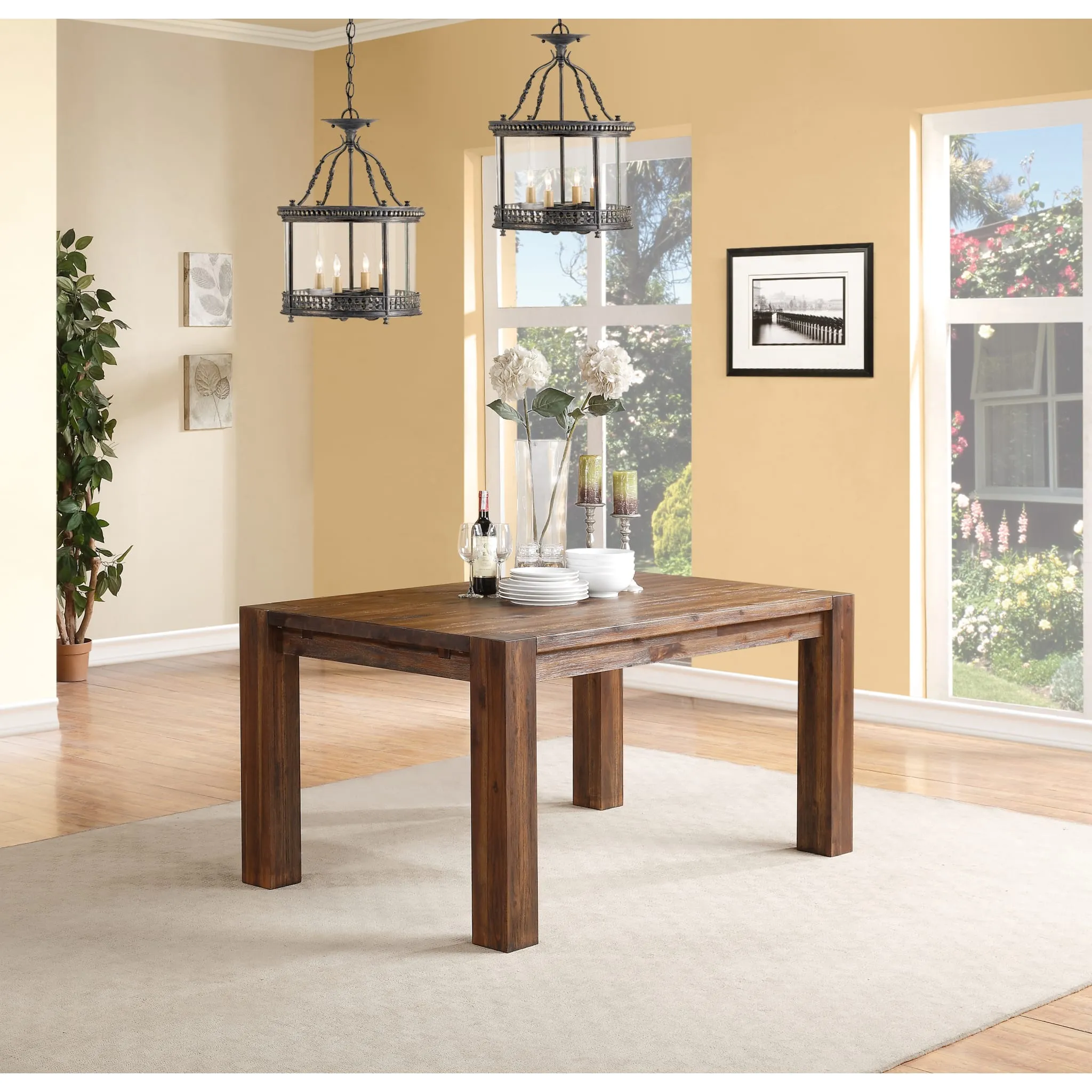 Meadow Solid Wood Extending Dining Table in Brick Brown Modus