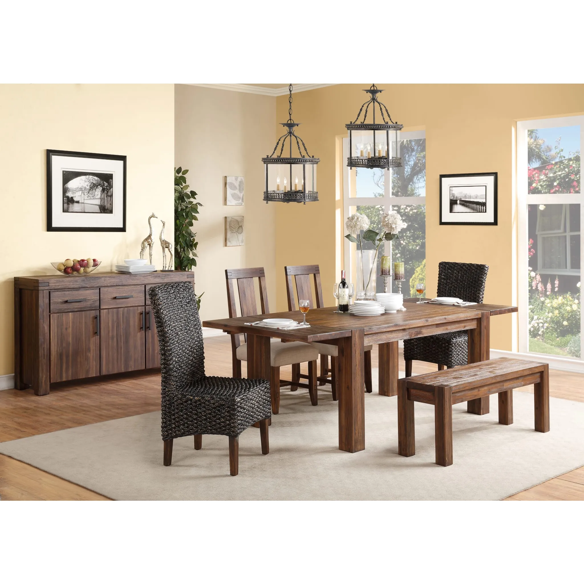 Meadow Solid Wood Extending Dining Table in Brick Brown Modus