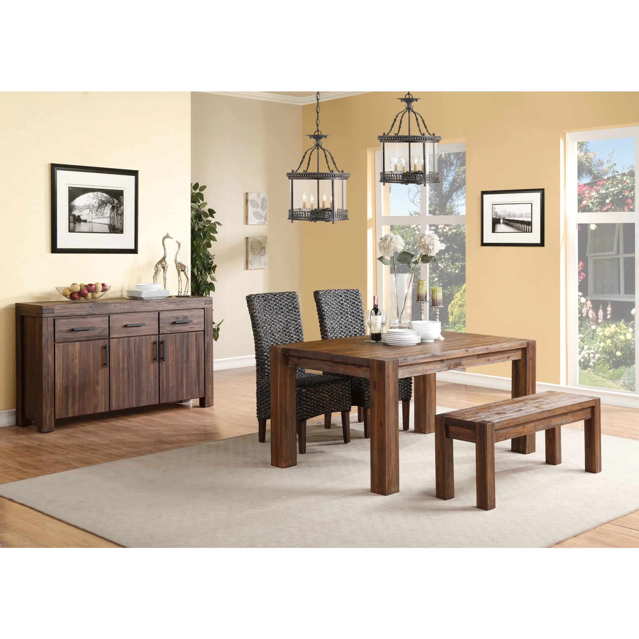 Meadow Solid Wood Extending Dining Table in Brick Brown Modus