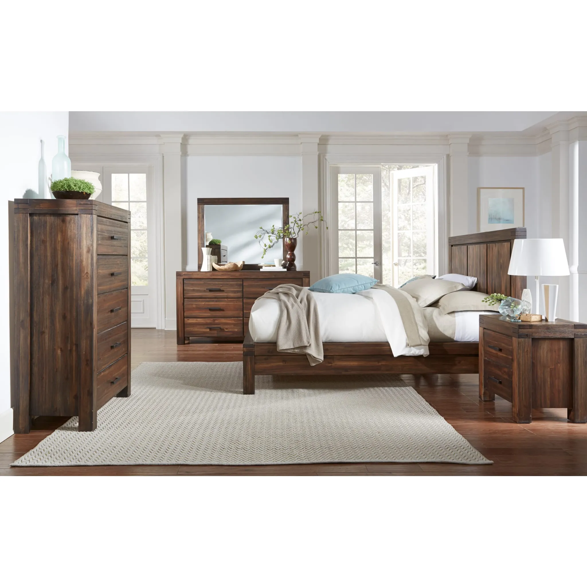 Meadow Solid Wood Mirror in Brick Brown Modus
