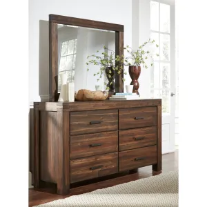 Meadow Solid Wood Mirror in Brick Brown Modus