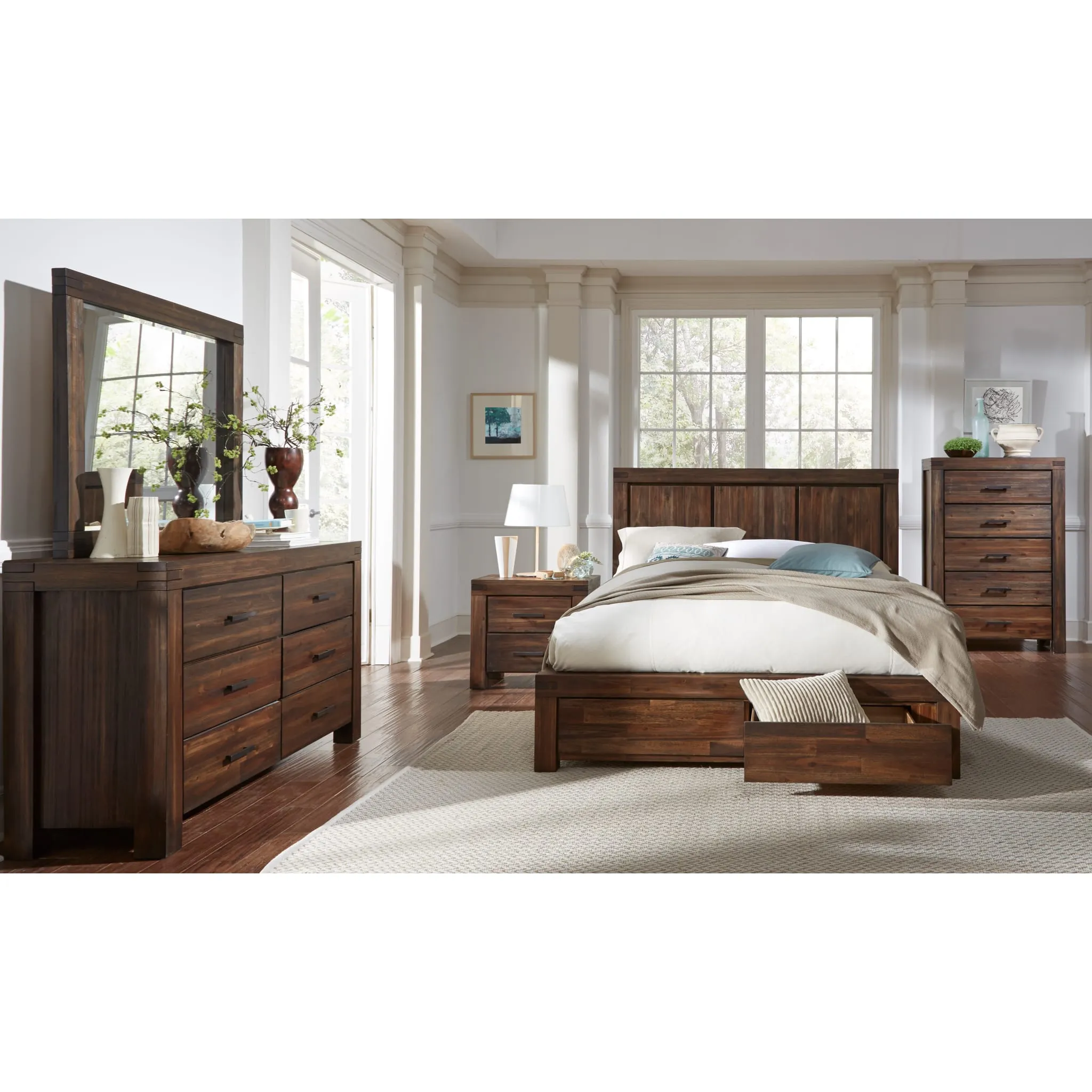 Meadow Solid Wood Mirror in Brick Brown Modus