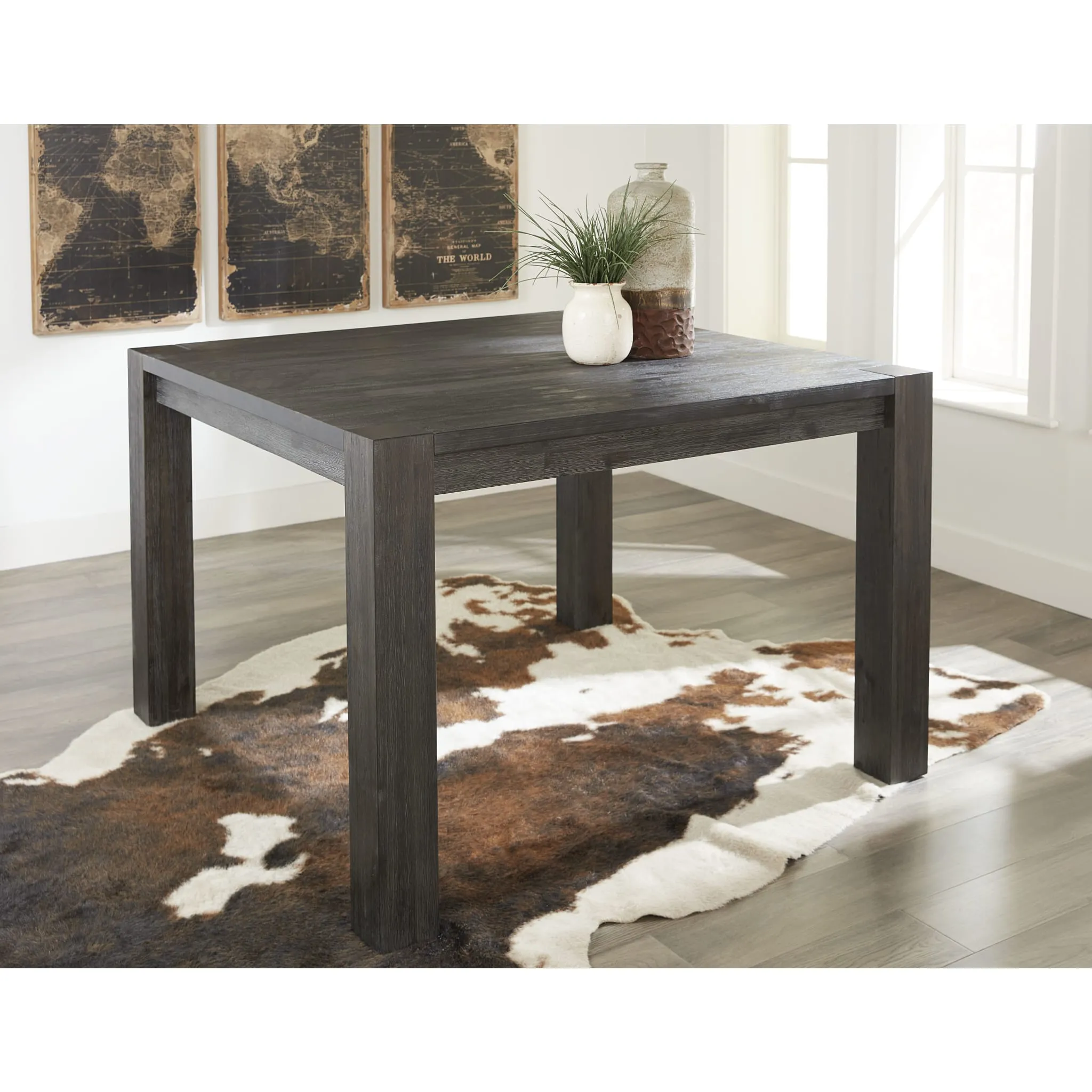 Meadow Solid Wood Square Counter Table in Graphite Modus