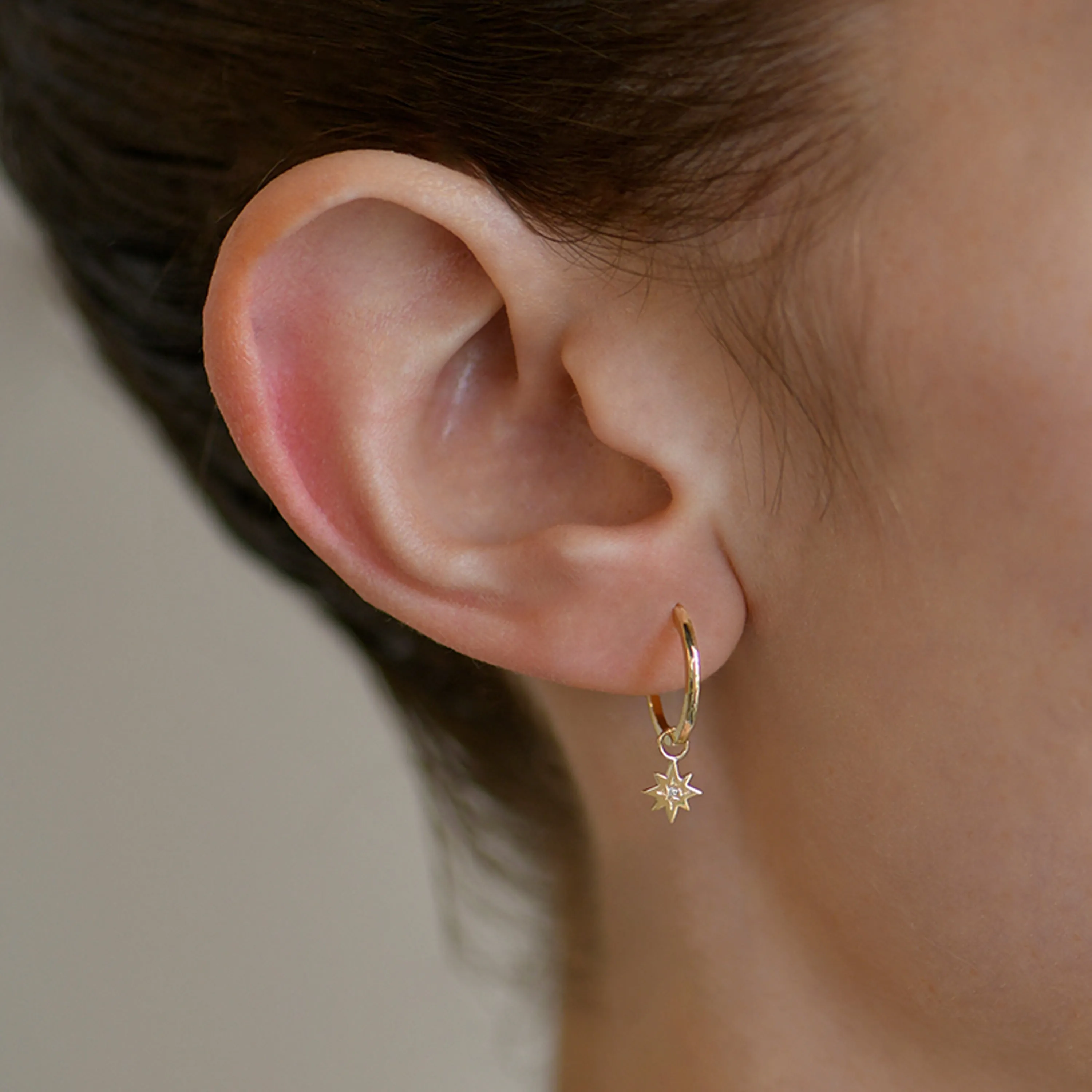Mel Soldera Icon Star Hoop Charm Earrings