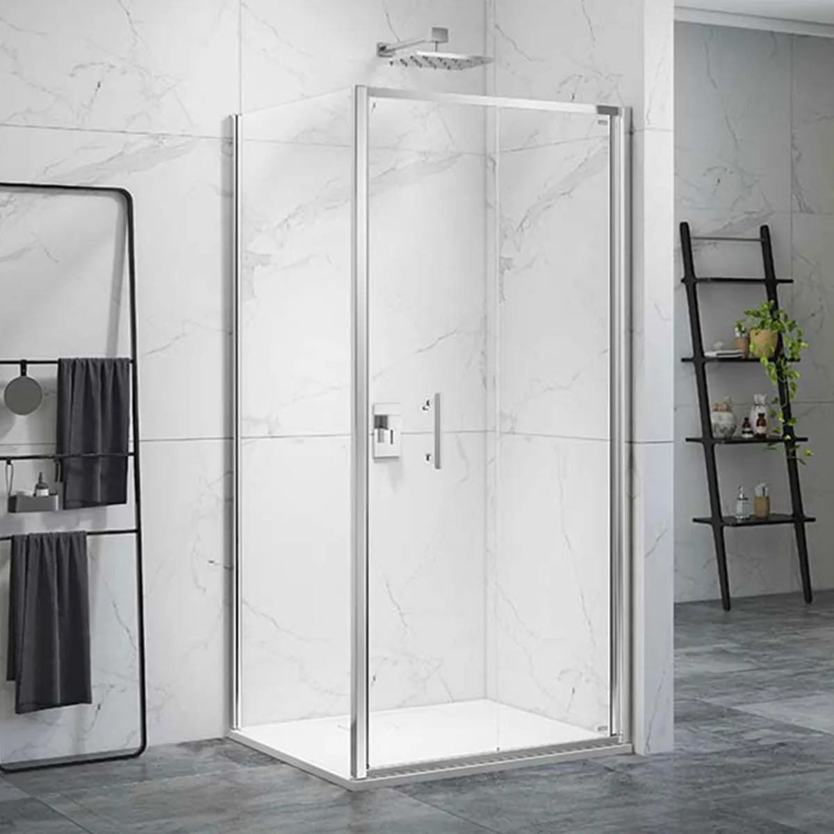 Merlyn 6 Series Sleek Bifold Shower Door With Side Panel - Chrome