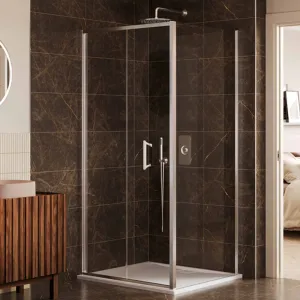 Merlyn 6 Series Sleek Bifold Shower Door With Side Panel - Chrome