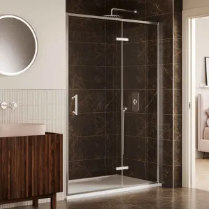 Merlyn 6 Series Sleek Hinge And Inline Shower Door With Side Panel - Chrome