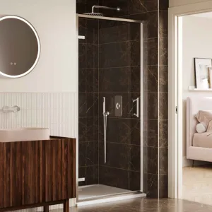 Merlyn 6 Series Sleek Hinged Shower Door With Side Panel - Chrome