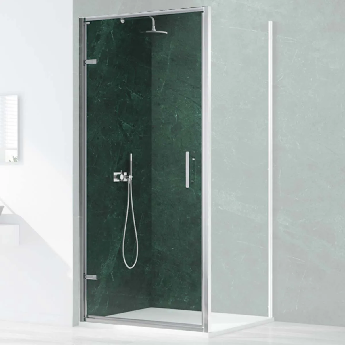 Merlyn 6 Series Sleek Hinged Shower Door With Side Panel - Chrome