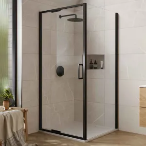Merlyn 6 Series Sleek Infold Shower Door With Side Panel - Matt Black