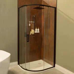 Merlyn 6 Series Sleek Offset Quadrant Sliding Shower Door - Matt Black