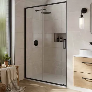 Merlyn 6 Series Sleek Sliding Shower Door With Side Panel - Matt Black