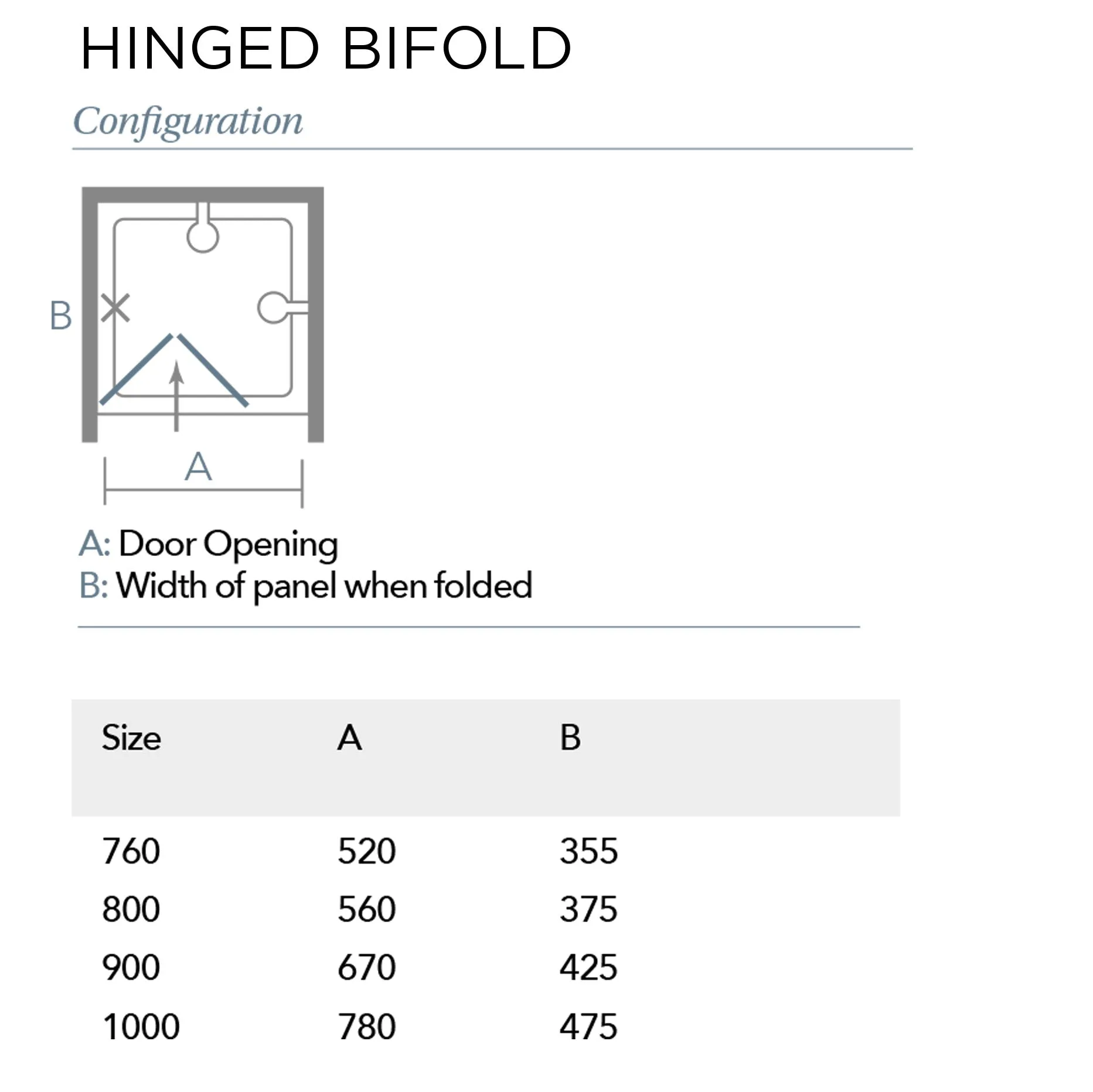 Merlyn 8 Series Frameless Bi-Fold Hinged Shower Door In Recess