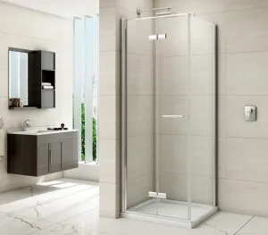 Merlyn 8 Series Frameless Bi-Fold Hinged Shower Door With Side Panel