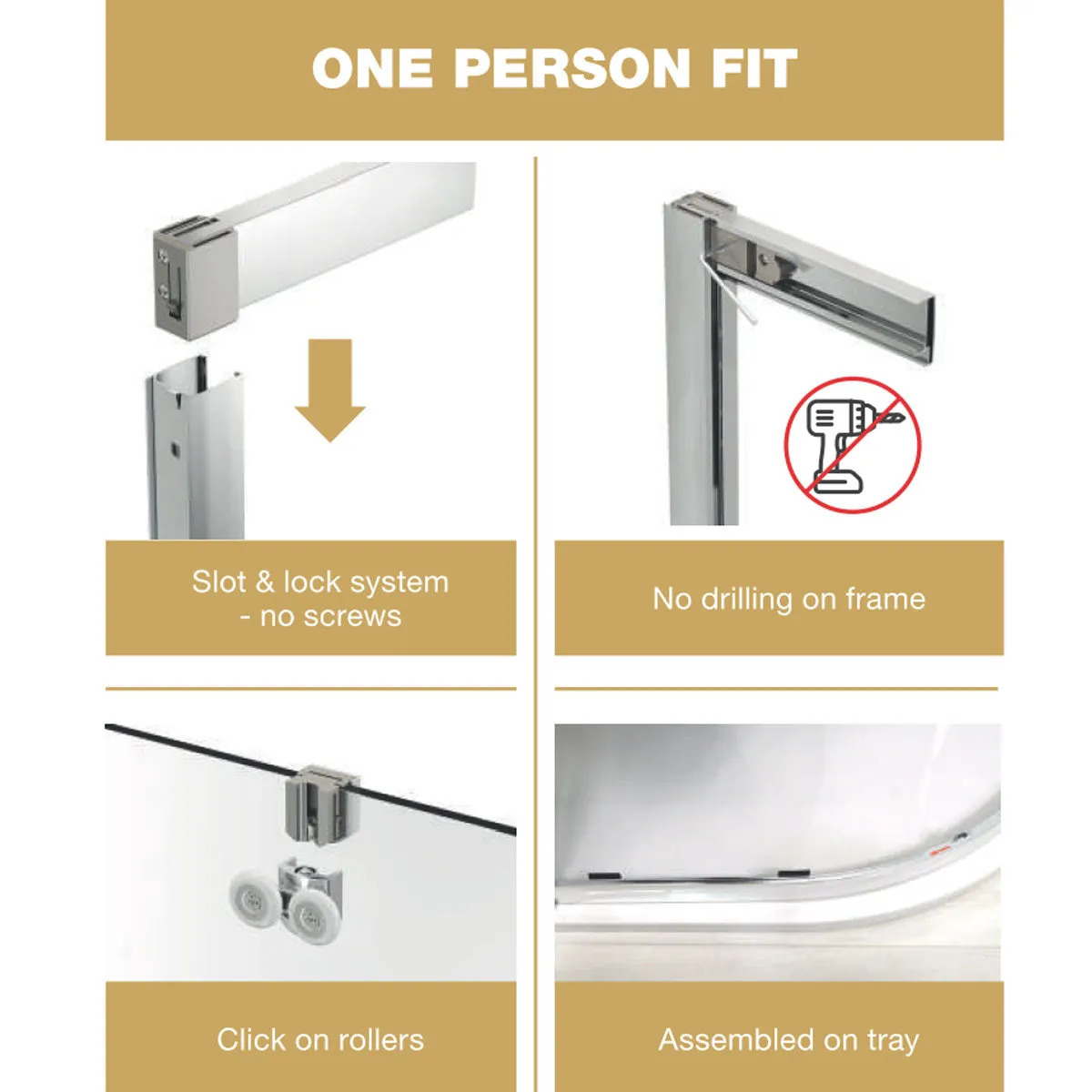 Merlyn EASY Sliding Shower Door In Recess - Chrome