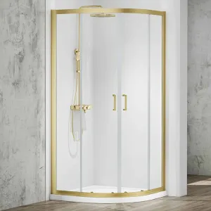 Merlyn Mbox Quadrant Double Sliding Shower Door - Brushed Brass