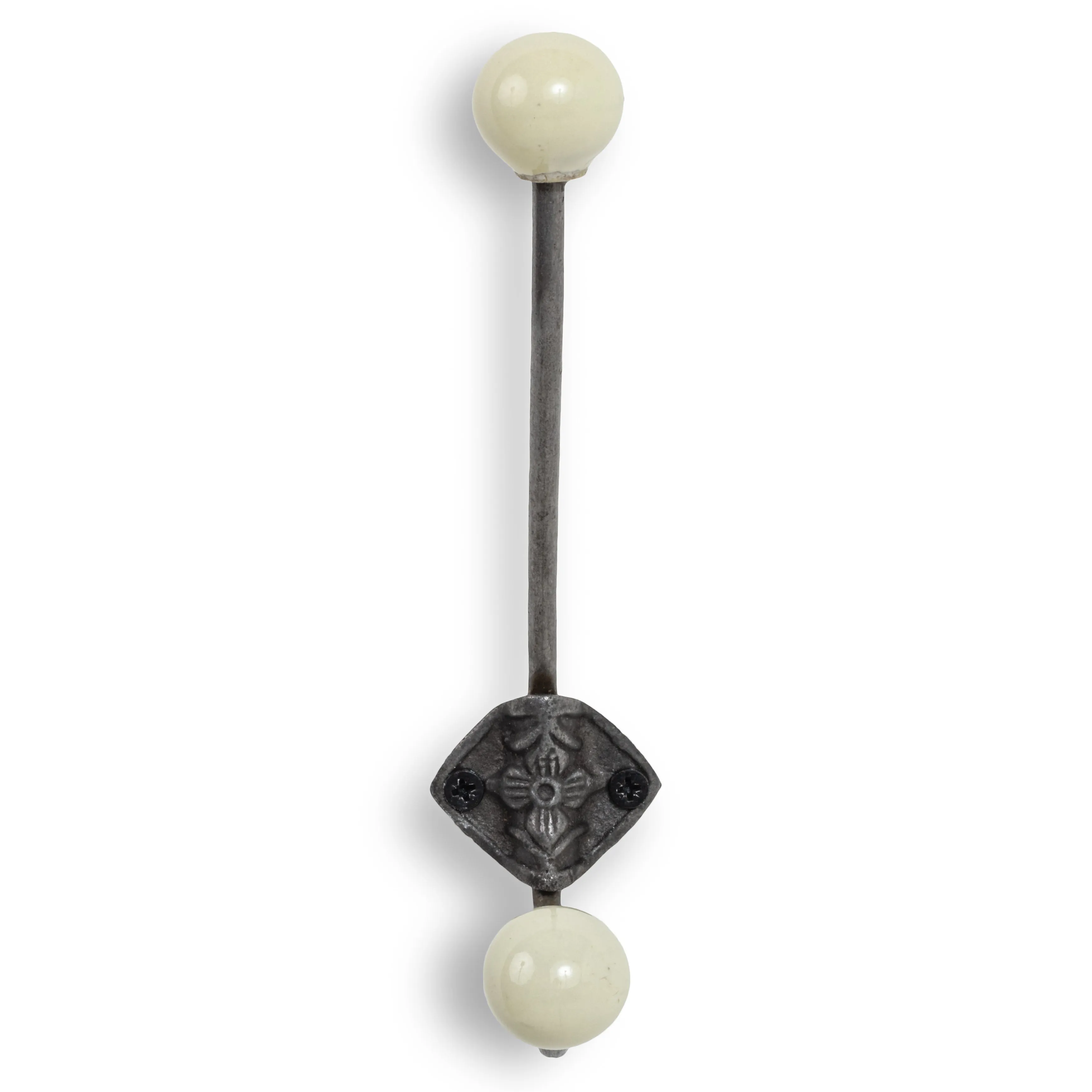Metal And Ceramic Coat Hook - Cream Funky Chunky