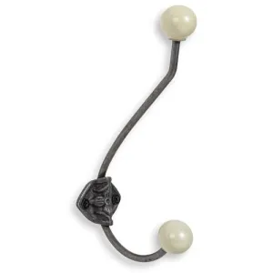 Metal And Ceramic Coat Hook - Cream Funky Chunky