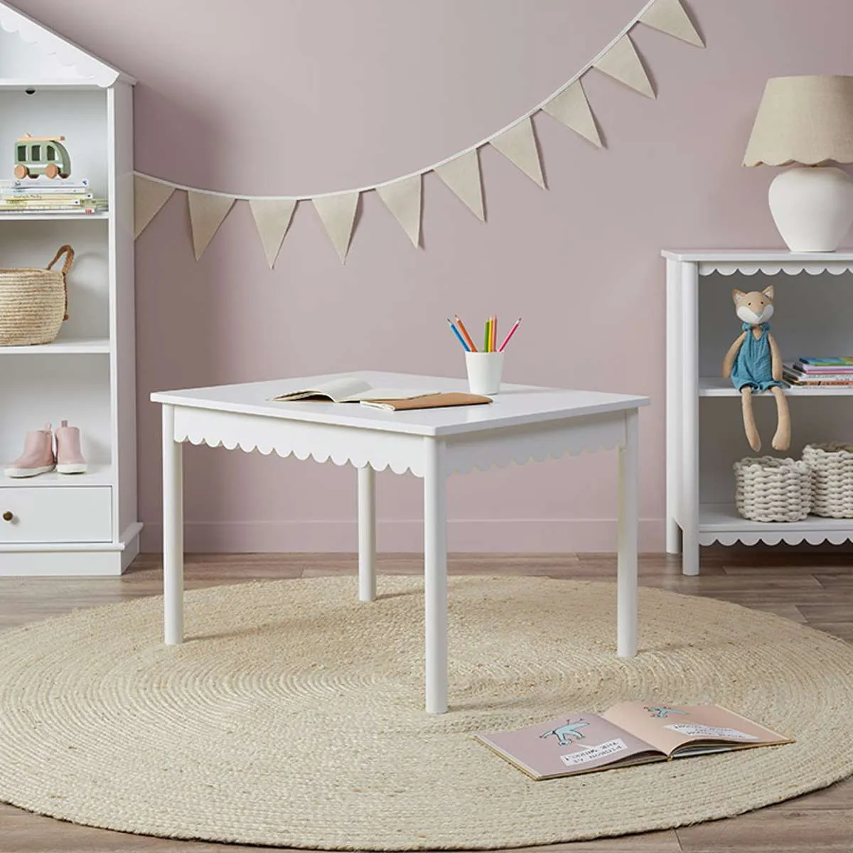 Mini Maisie Play Table   Bookcase Set Mocka