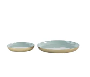 Mint Blue and Gold Aluminium Trays - Set of 2 Funky Chunky
