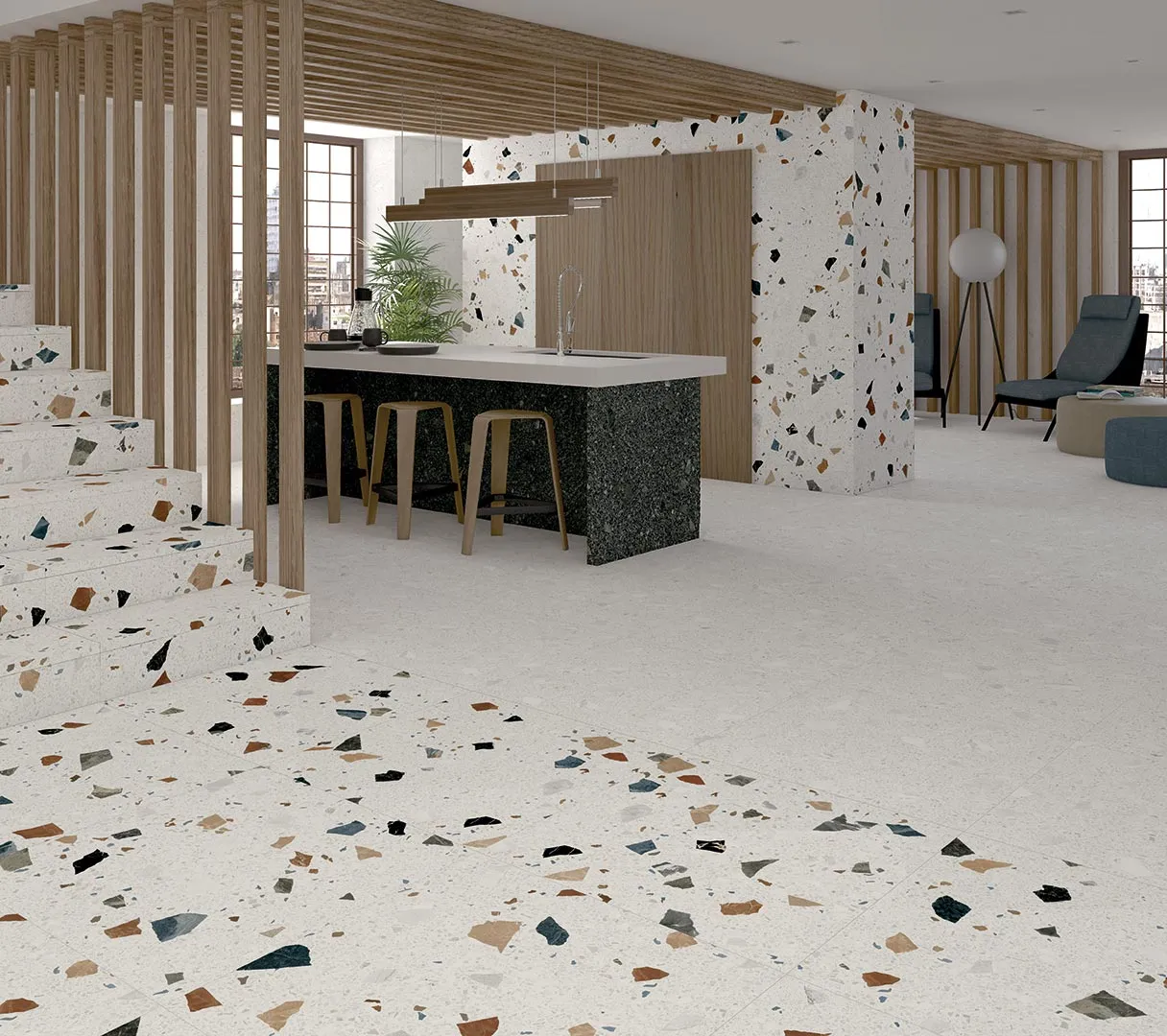 Miscela Blanco Terrazzo Effect Porcelain Tile 60x60cm Matt
