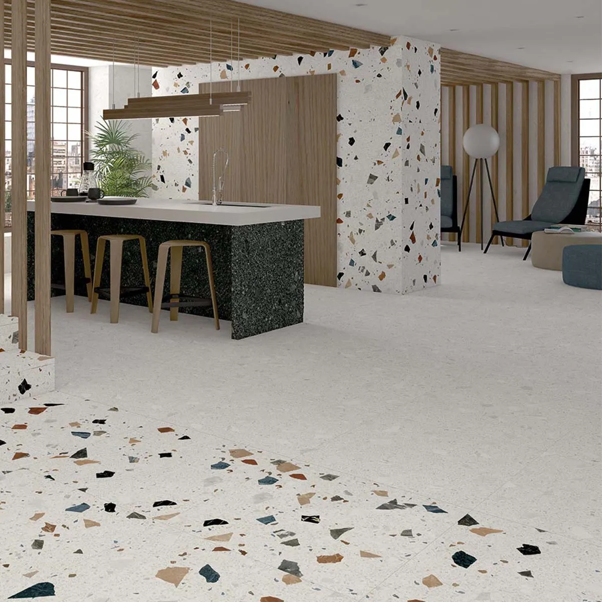 Miscela-R Blanco Terrazzo Effect Porcelain Tile 79x79cm Polished