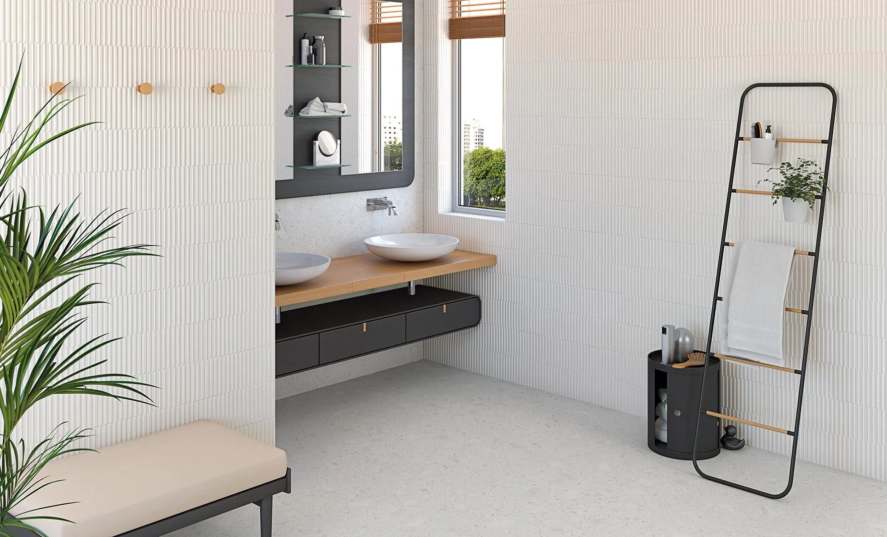 Miscela-R Blanco Terrazzo Effect Porcelain Tile 80x80cm Matt