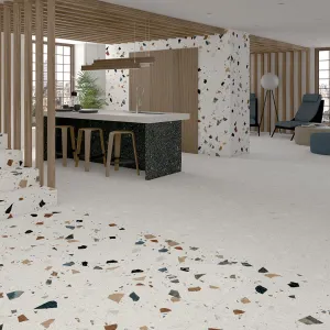 Miscela-R Blanco Terrazzo Effect Porcelain Tile 80x80cm Matt